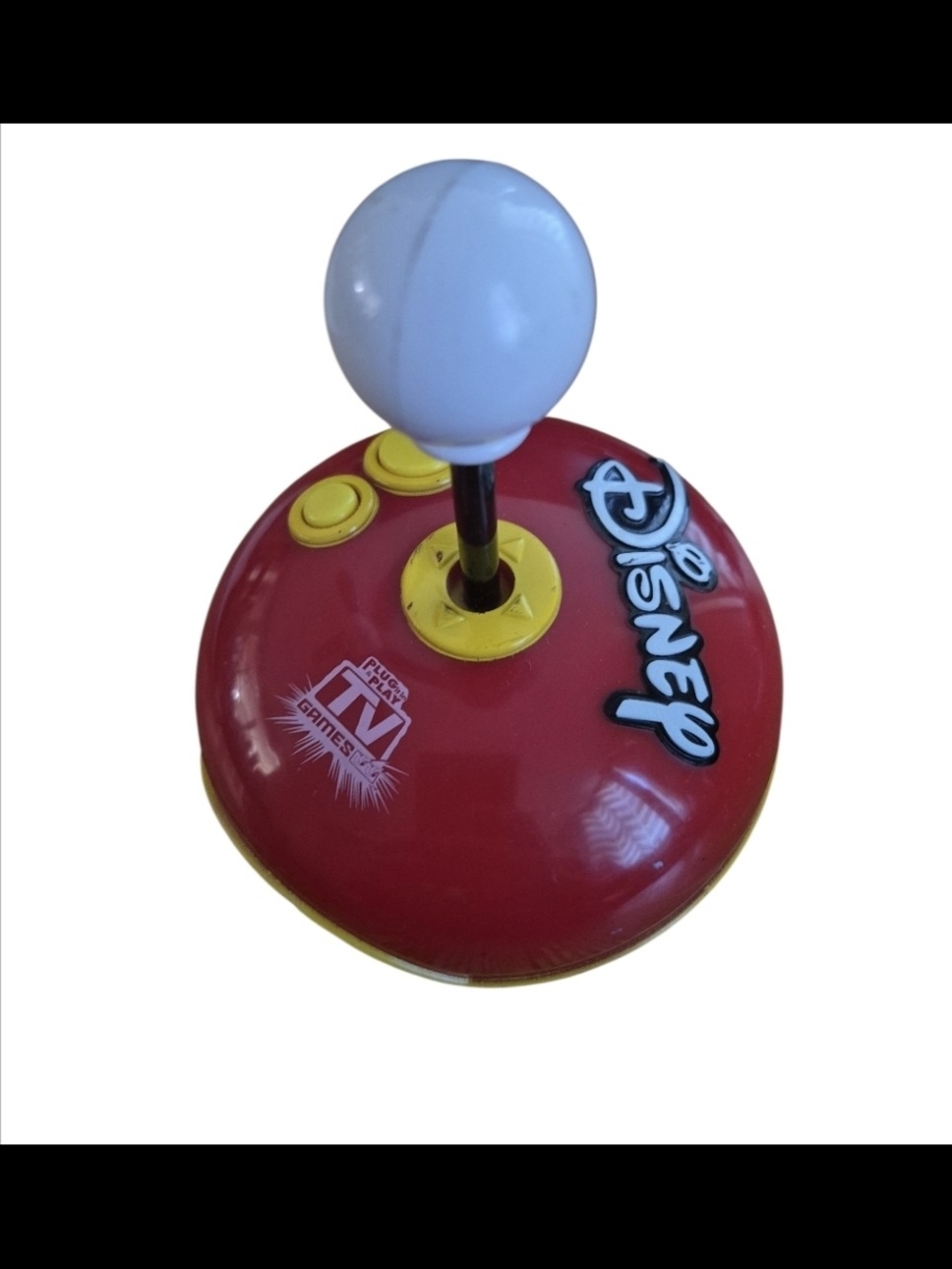 Disney Video Game PluDisney Red Yellow Arcade Joystick with White Ball Top 2004